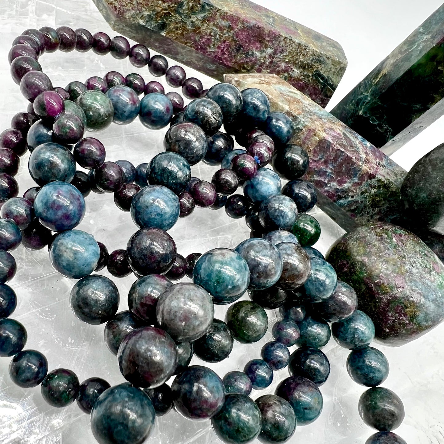 Ruby in Kyanite Bracelet - Grounding, Fear, Awareness, Intuition, Confidence